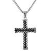 Gothic Silver Striped Cross Pendant Necklace - InnovatoDesign