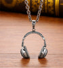Music Headset 925 Sterling Silver Gothic Vintage Fashion Biker Pendant Necklace-Necklaces-Innovato Design-19.69in-Innovato Design