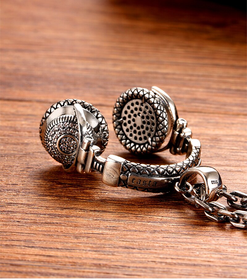 Music Headset 925 Sterling Silver Gothic Vintage Fashion Biker Pendant Necklace-Necklaces-Innovato Design-19.69in-Innovato Design