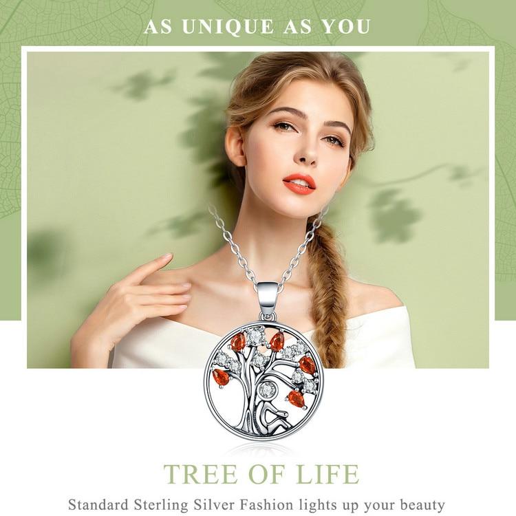 Red Cubic Zirconia Tree of Life Pendant Necklace-Necklaces-Innovato Design-Innovato Design