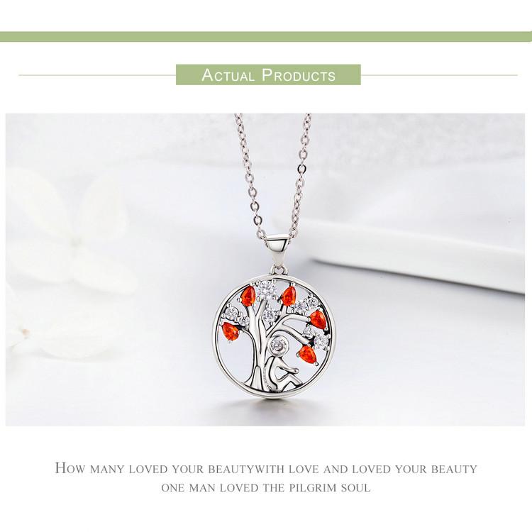 Red Cubic Zirconia Tree of Life Pendant Necklace-Necklaces-Innovato Design-Innovato Design