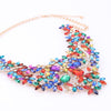 Gold-Plated Rhinestone and Crystal Flower Necklace & Earrings Wedding Jewelry Set