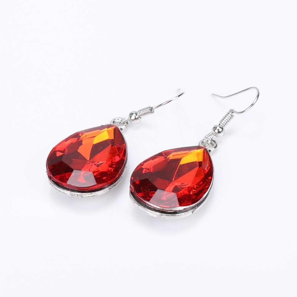 Red Crystal Double Swan Necklace & Earrings Wedding Jewelry Set-Jewelry Sets-Innovato Design-Innovato Design