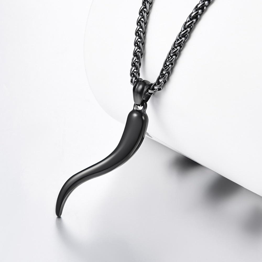 Stainless Steel Horn Pendant Chain Necklace-Necklaces-Innovato Design-Silver-Innovato Design
