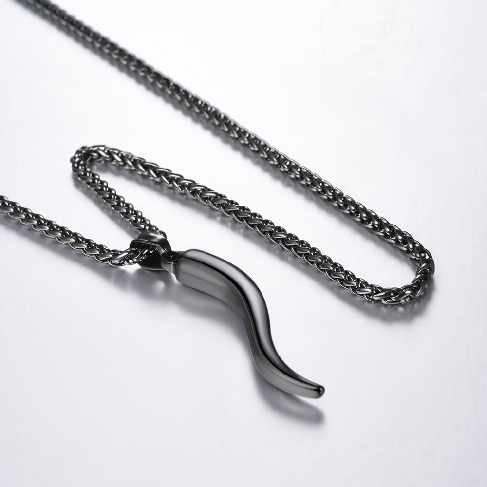Stainless Steel Horn Pendant Chain Necklace-Necklaces-Innovato Design-Silver-Innovato Design