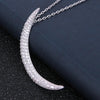 Thin Sterling Silver Crystal Moon Pendant and Necklace - InnovatoDesign