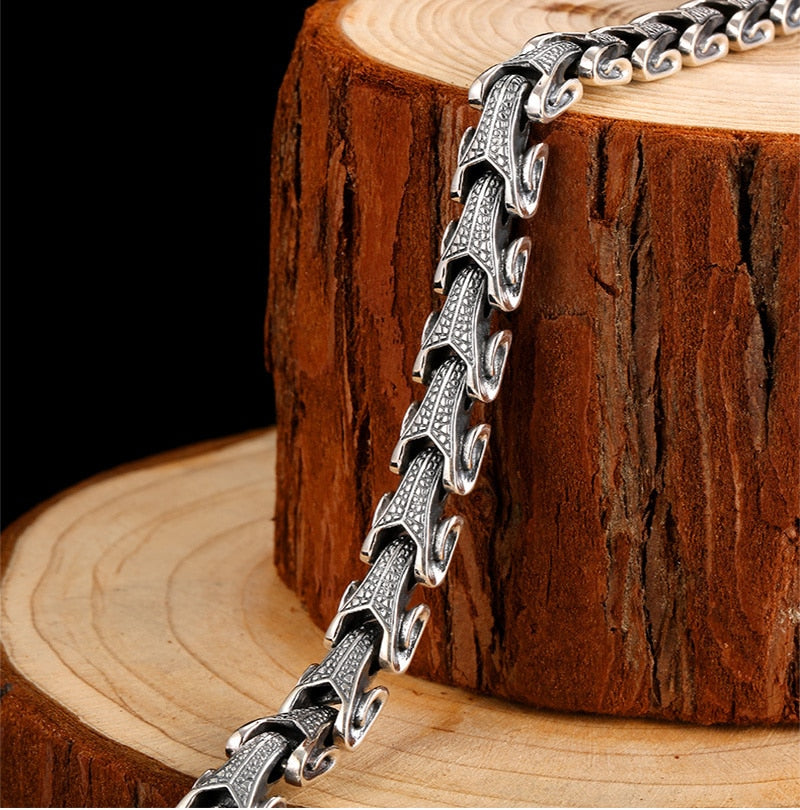 Gothic Dragon 925 Sterling Silver Vintage High Polished Punk Rock Bracelet-Gothic Necklaces-Innovato Design-6.85in-Innovato Design