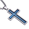 Two Tone Stainless Steel Cross Christian Pendant Necklace-Necklaces-Innovato Design-Blue-24inch-Innovato Design