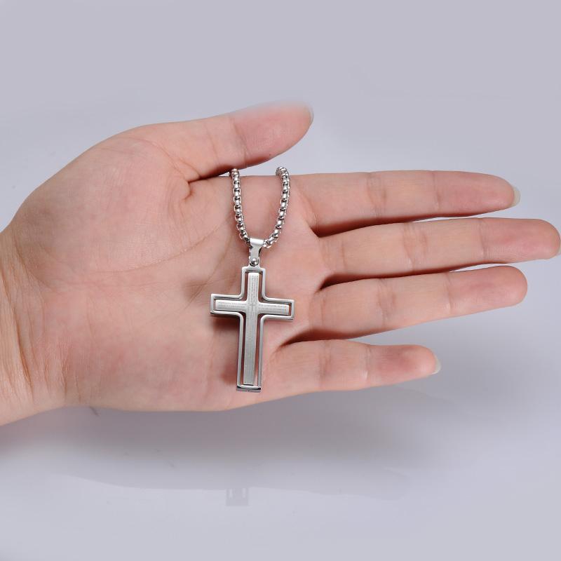 Two Tone Stainless Steel Cross Christian Pendant Necklace-Necklaces-Innovato Design-Gold-24inch-Innovato Design
