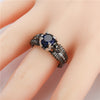 Black Skull and Round Cubic Zirconia Punk Wedding Ring-Rings-Innovato Design-5-Blue-Innovato Design