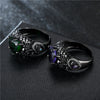 Gothic Skull, Heart Crystal and Cubic Zirconia Retro Wedding Ring-Rings-Innovato Design-6-Black-Innovato Design