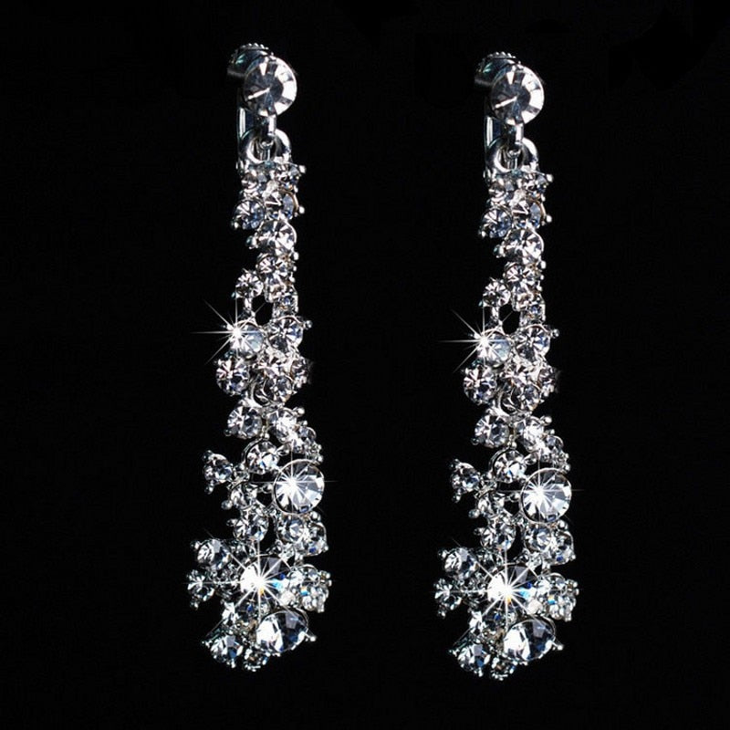 Silver-Plated Crystal and Rhinestone Tiara, Necklace & Earrings Jewelry Set-Jewelry Sets-Innovato Design-Innovato Design