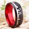 8mm Wolves in the Forest Black and Red-Plated Tungsten Wedding Ring-Rings-Innovato Design-5-Innovato Design