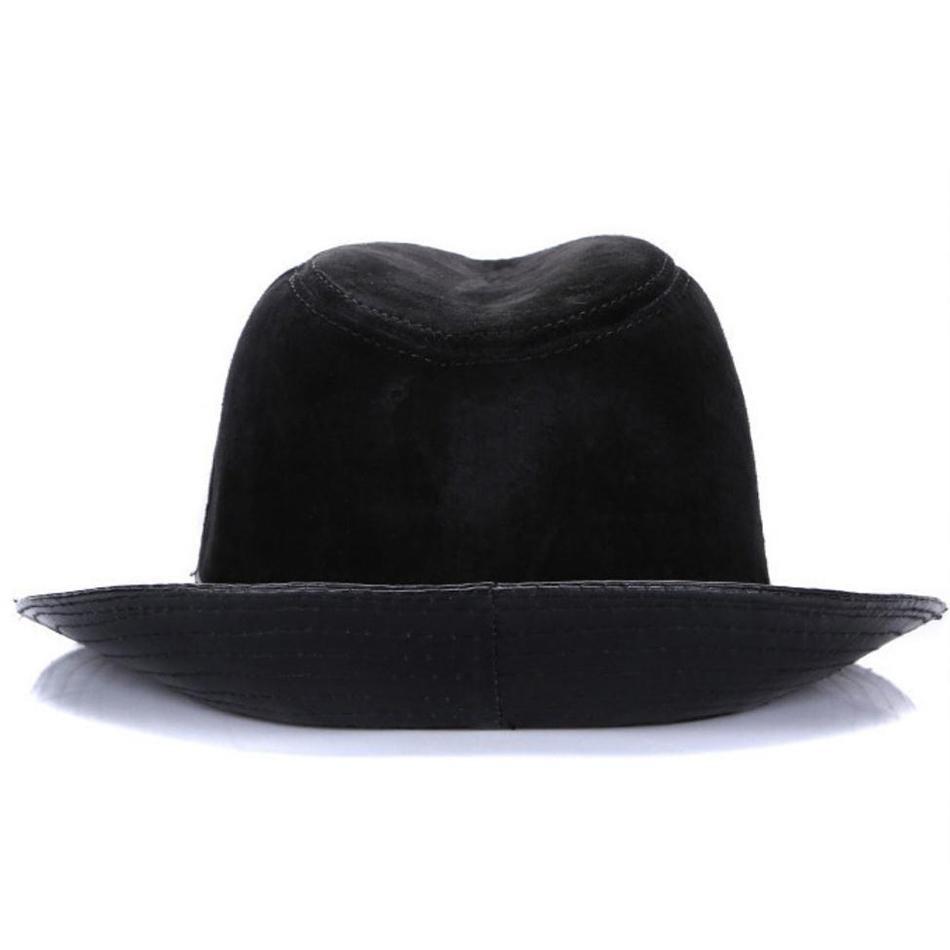 British Style Vintage Leather Patchwork Fedora Trilby Hat-Hats-Innovato Design-Black-XL-Innovato Design