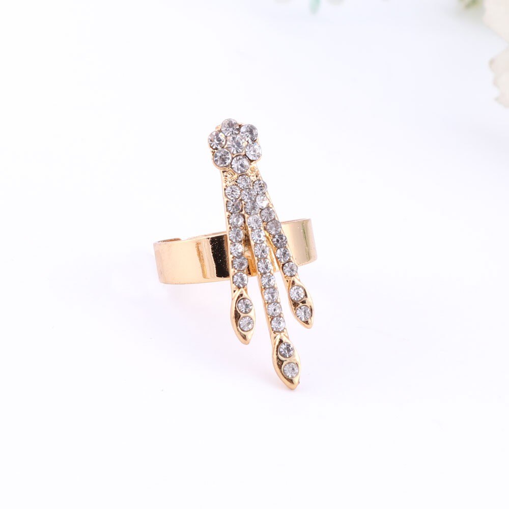 Flare Crystal Necklace, Bracelet, Earrings & Ring Wedding Statement Jewelry Set-Jewelry Sets-Innovato Design-Gold-Innovato Design