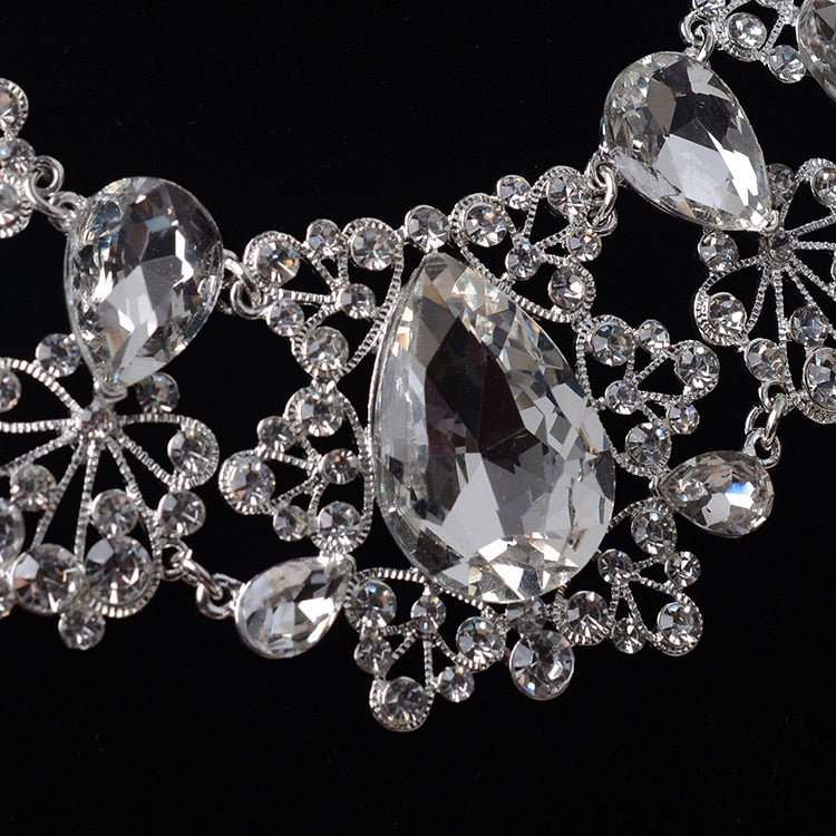 Rhinestone and Crystal Necklace & Earrings Jewelry Set-Jewelry Sets-Innovato Design-Innovato Design