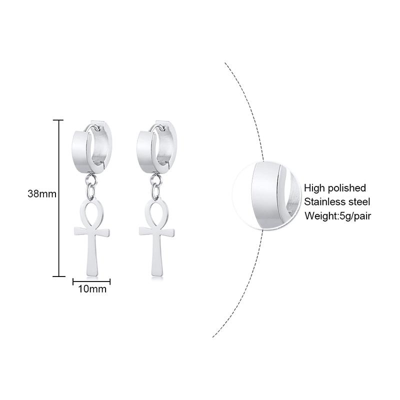 Drop Ankh Egyptian Cross Hoop Earrings in 3 Different Colors-Earrings-Innovato Design-Black-Innovato Design