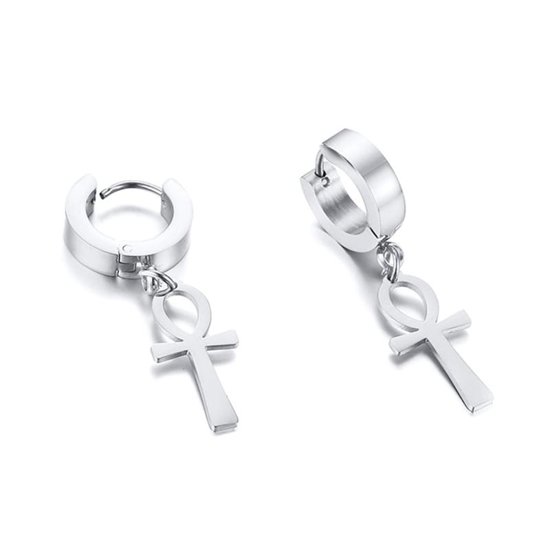 Drop Ankh Egyptian Cross Hoop Earrings in 3 Different Colors-Earrings-Innovato Design-Black-Innovato Design