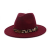 Jazzy Wool Fedora Hat with Leopard Print Belt Band