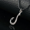 Metallic Fish Hook Pendant with Leather Rope Necklace