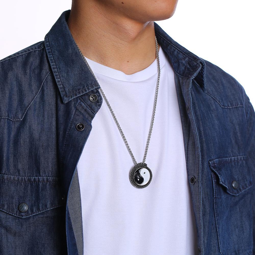 Tai Chi Yin Yang Silver Black Stainless-Steel Necklace-Necklaces-Innovato Design-Innovato Design