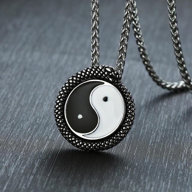 Tai Chi Yin Yang Silver Black Stainless-Steel Necklace-Necklaces-Innovato Design-Innovato Design