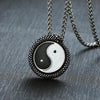 Tai Chi Yin Yang Silver Black Stainless-Steel Necklace - InnovatoDesign