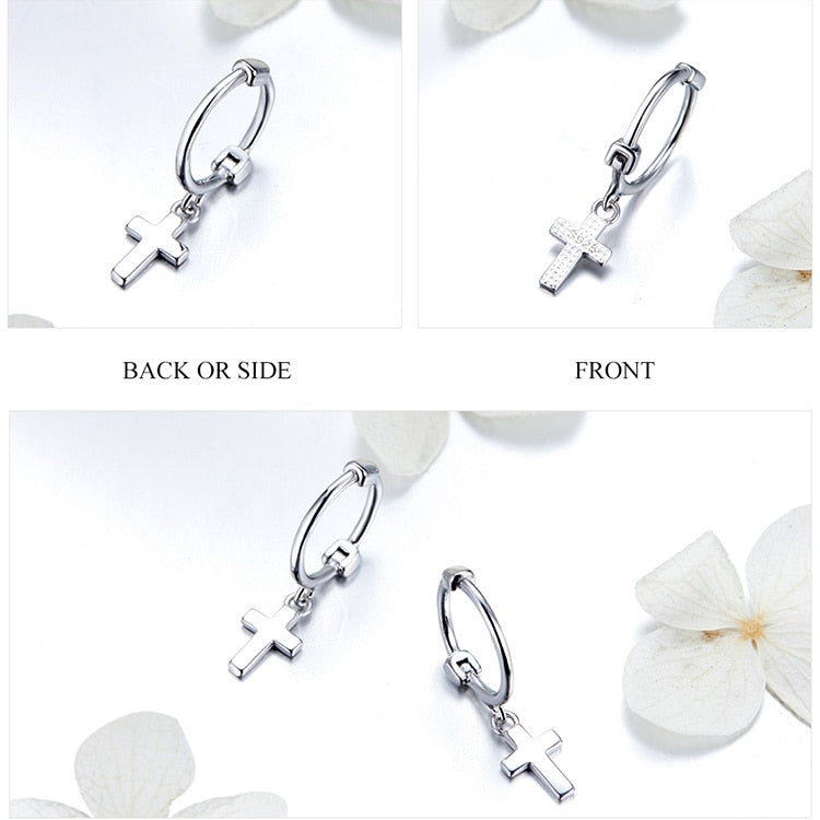 Cross 925 Sterling Silver Vintage Wedding Drop Earrings-Earrings-Innovato Design-Innovato Design