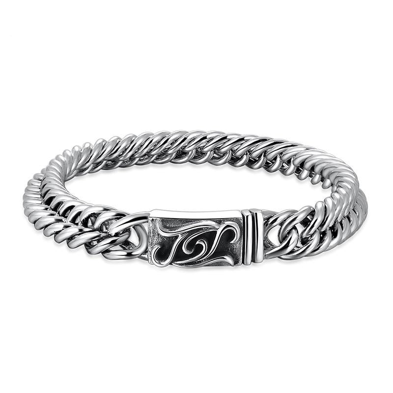 Double Braided 925 Sterling Silver Biker Punk Bracelet-Bracelets-Innovato Design-7.68in-Innovato Design
