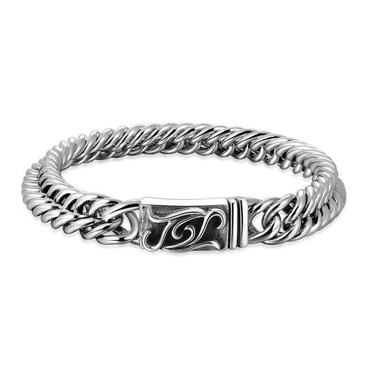 Double Braided 925 Sterling Silver Biker Punk Bracelet-Bracelets-Innovato Design-7.68in-Innovato Design