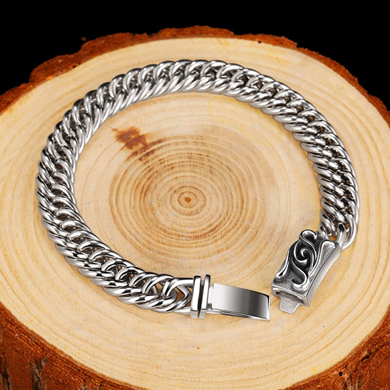 Double Braided 925 Sterling Silver Biker Punk Bracelet-Bracelets-Innovato Design-7.68in-Innovato Design