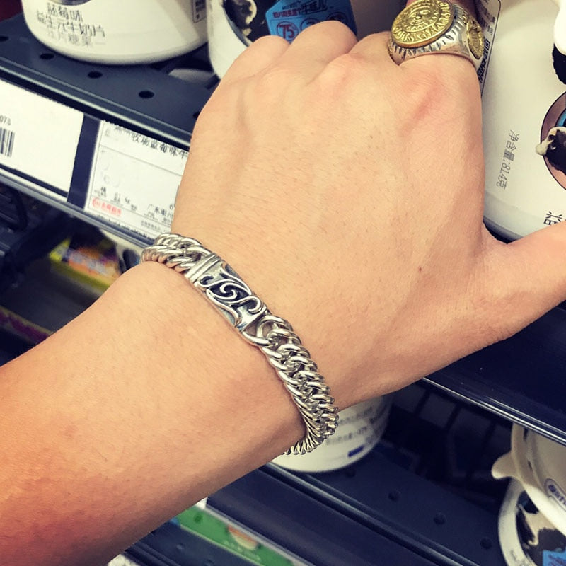 Double Braided 925 Sterling Silver Biker Punk Bracelet-Bracelets-Innovato Design-7.68in-Innovato Design