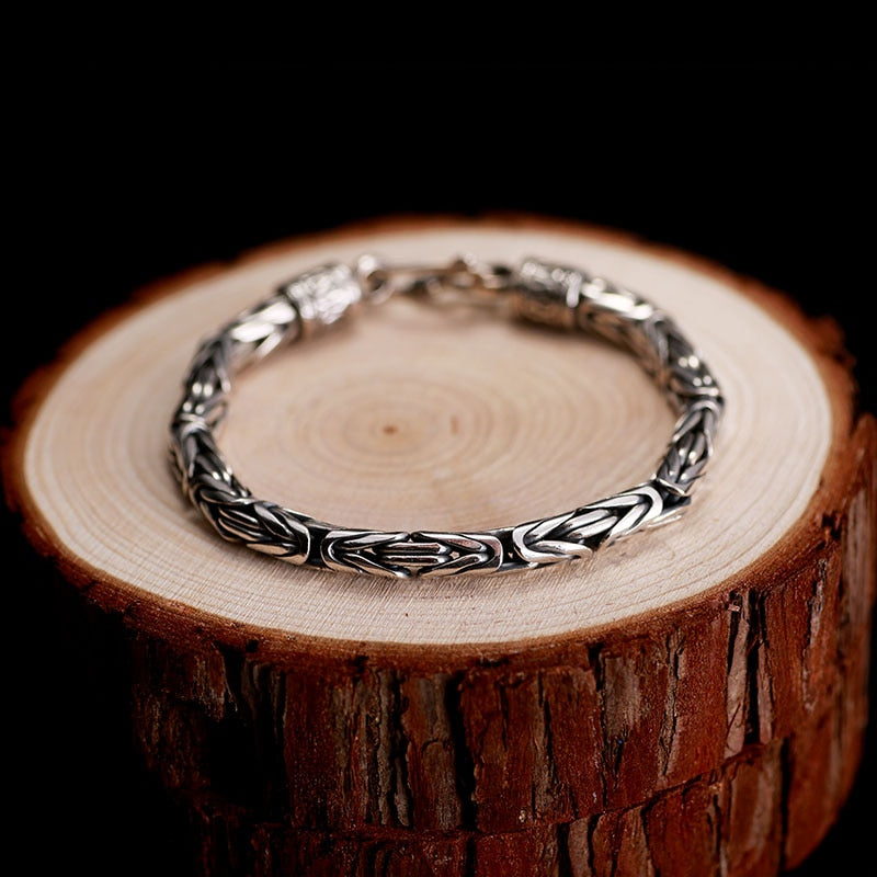 Peace Lines 925 Sterling Silver Vintage Punk Bracelet-Bracelets-Innovato Design-7.87in-Innovato Design
