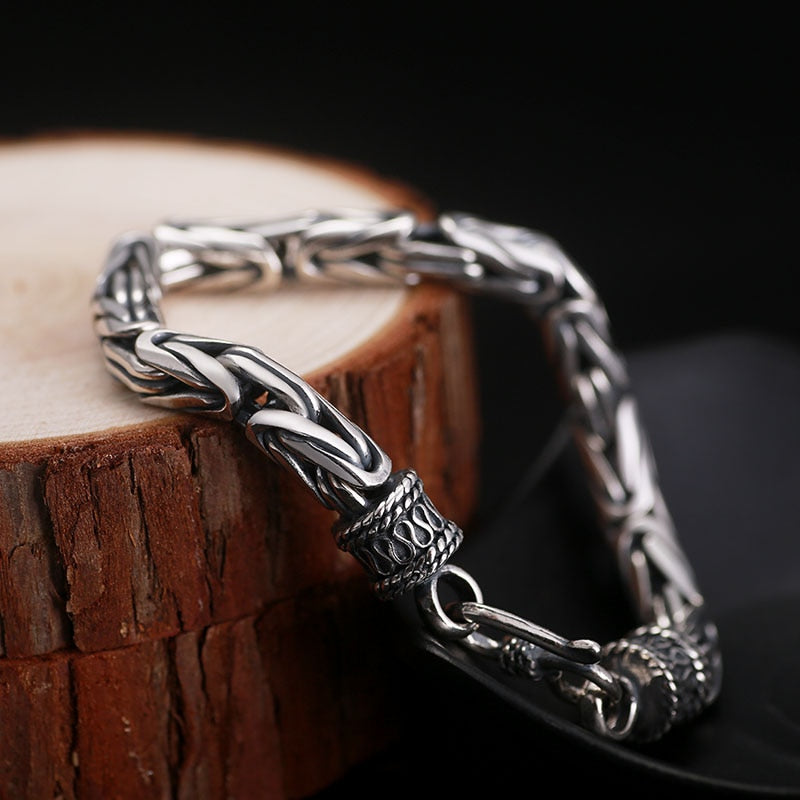 Peace Lines 925 Sterling Silver Vintage Punk Bracelet-Bracelets-Innovato Design-7.87in-Innovato Design