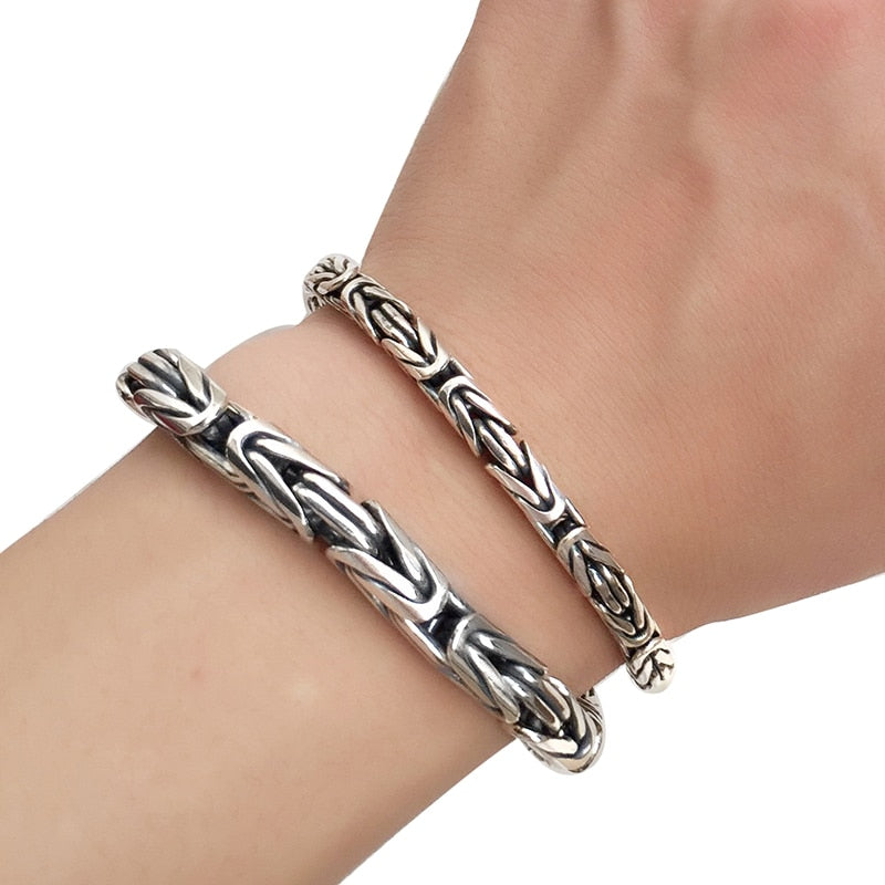 Peace Lines 925 Sterling Silver Vintage Punk Bracelet-Bracelets-Innovato Design-7.87in-Innovato Design