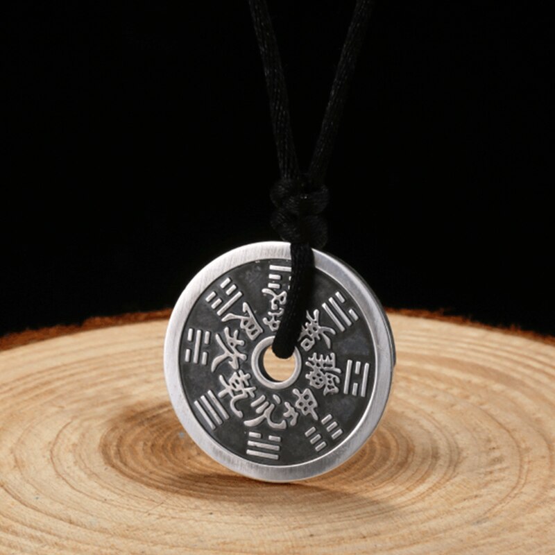 Round Chinese Coin 925 Sterling Silver Handmade Vintage Punk Rock Pendant-Gothic Necklaces-Innovato Design-Innovato Design