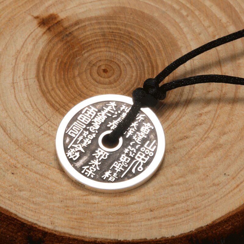 Round Chinese Coin 925 Sterling Silver Handmade Vintage Punk Rock Pendant-Gothic Necklaces-Innovato Design-Innovato Design