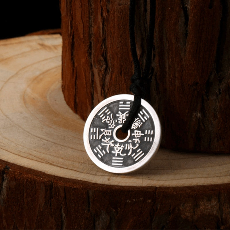 Round Chinese Coin 925 Sterling Silver Handmade Vintage Punk Rock Pendant-Gothic Necklaces-Innovato Design-Innovato Design