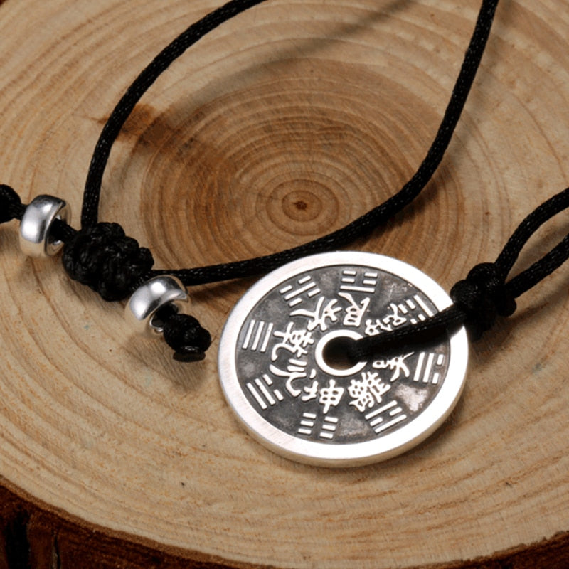 Round Chinese Coin 925 Sterling Silver Handmade Vintage Punk Rock Pendant-Gothic Necklaces-Innovato Design-Innovato Design