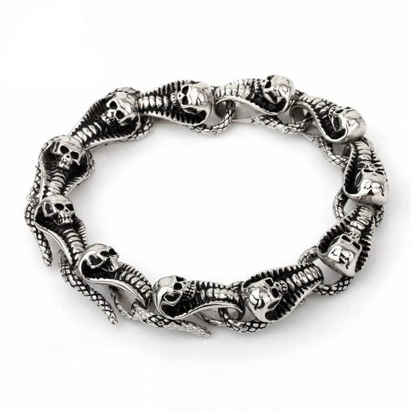 Men’s Stainless Steel Cobra Skull Bracelet - InnovatoDesign
