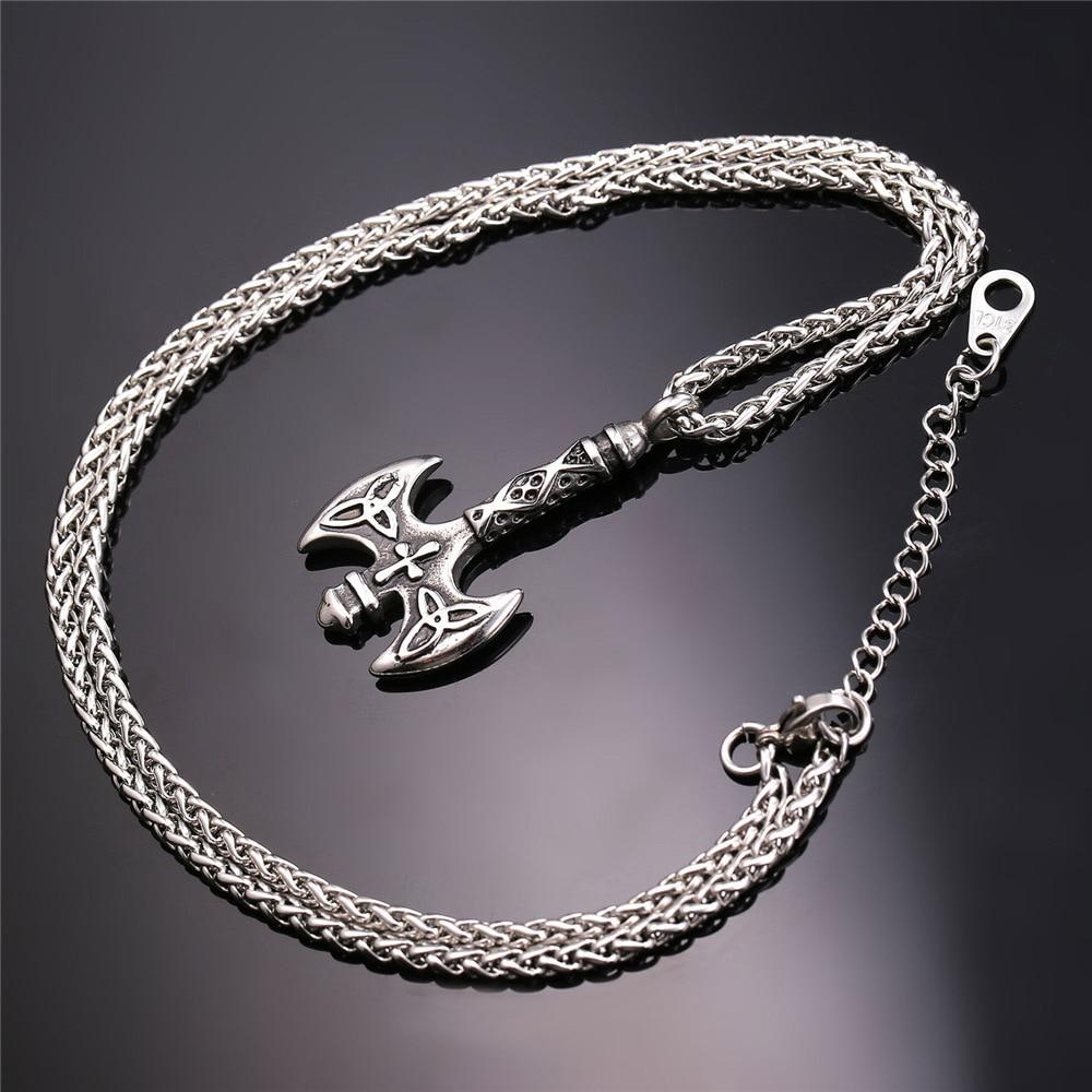 Viking Axe with Triquetra Design in Gold or Silver-Necklaces-Innovato Design-Silver-Innovato Design