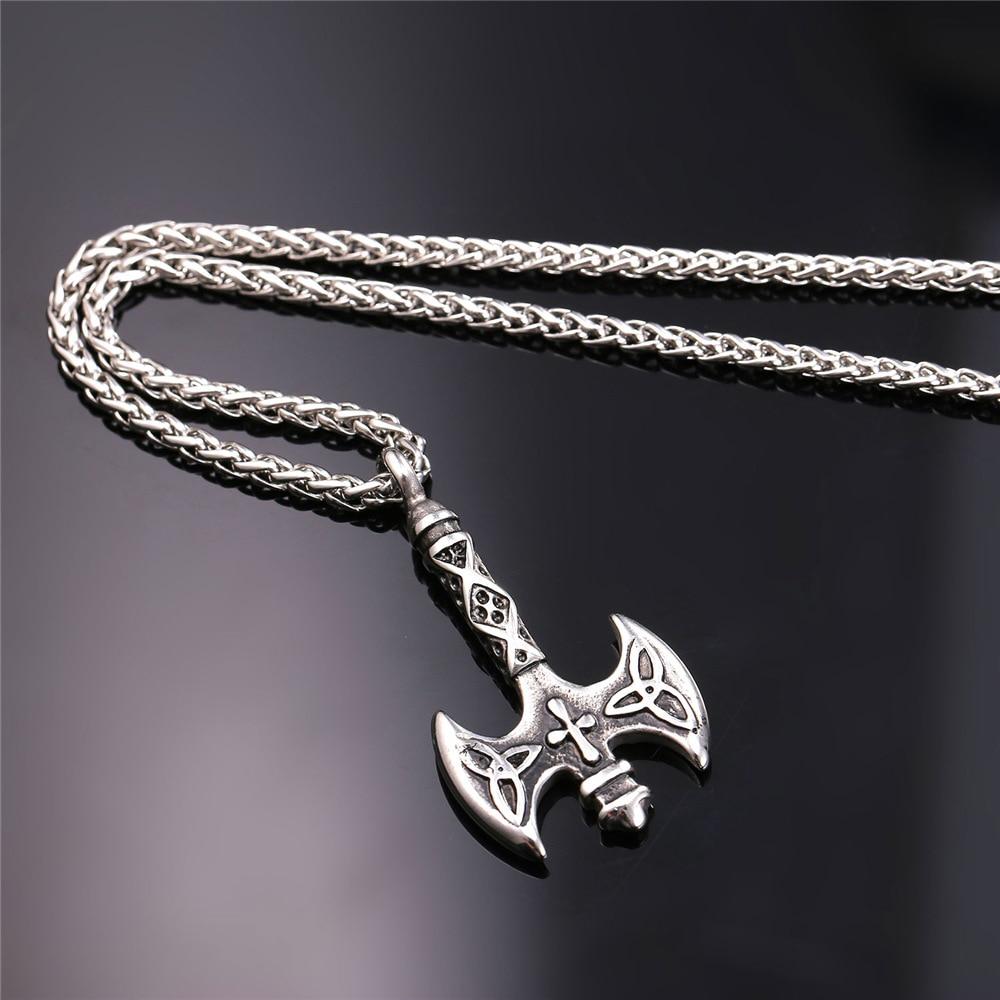 Viking Axe with Triquetra Design in Gold or Silver-Necklaces-Innovato Design-Silver-Innovato Design