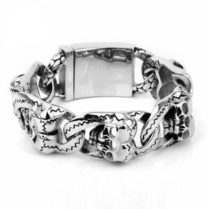 Men’s Stainless Steel Double Skull Head Bracelet-Skull Bracelet-Innovato Design-Innovato Design