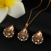 Rose Gold Crystal Necklace & Earrings Fashion Wedding Jewelry Set-Jewelry Sets-Innovato Design-Innovato Design