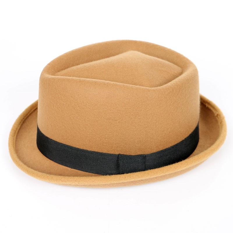 Vintage Solid Color Wool Fedora Trilby Hat with Black Hatband-Hats-Innovato Design-Black-Innovato Design