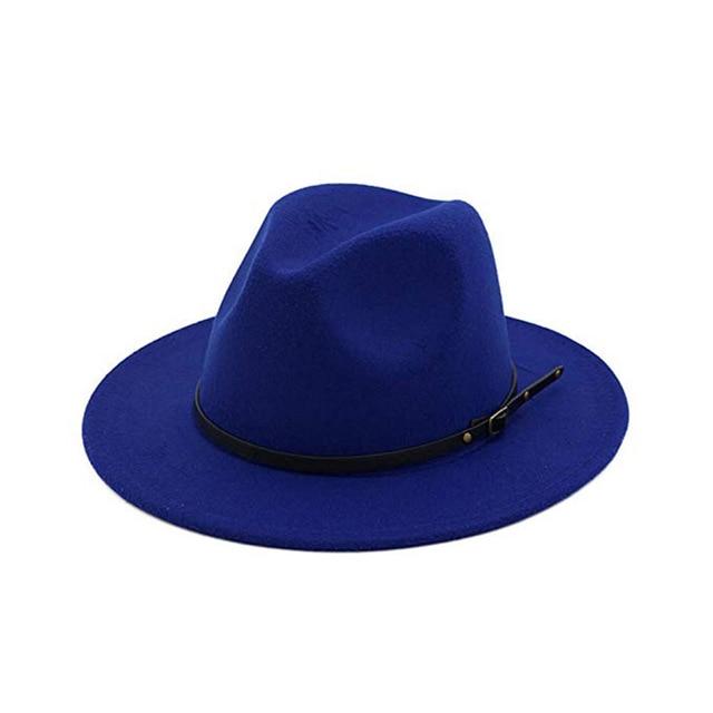 Vintage Solid Color Felt Fedora Hat with Belt-Hats-Innovato Design-Royal Blue-Innovato Design