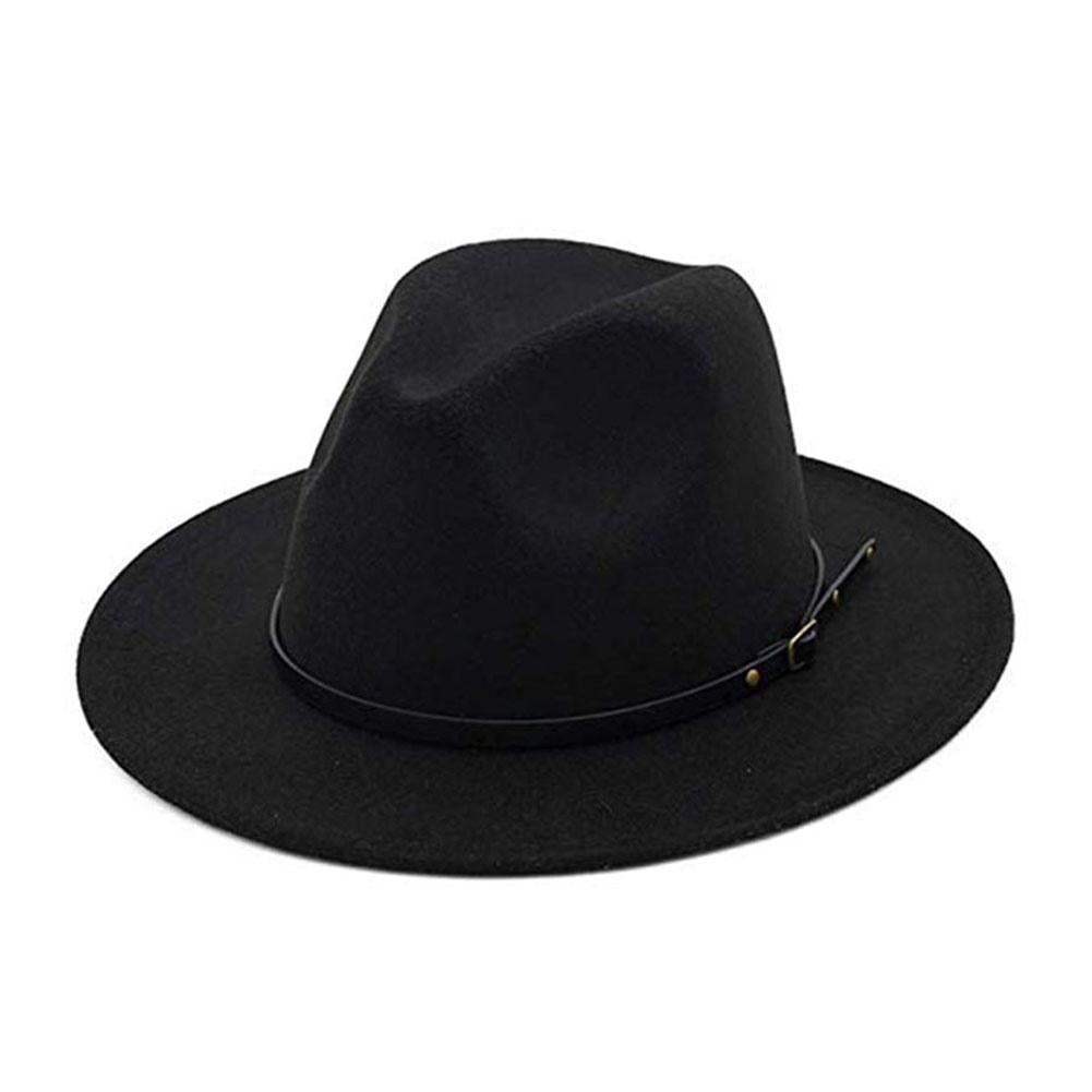 Vintage Solid Color Felt Fedora Hat with Belt-Hats-Innovato Design-Dark Gray-Innovato Design