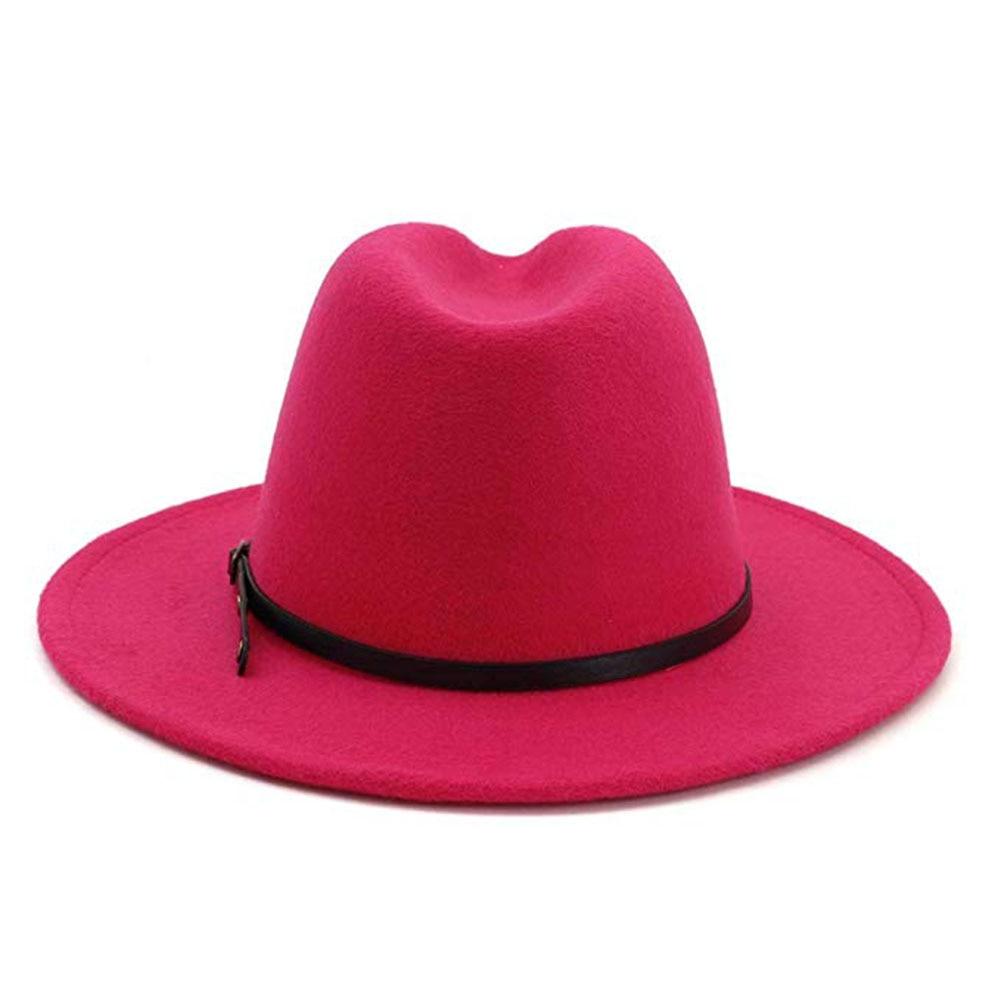 Vintage Solid Color Felt Fedora Hat with Belt-Hats-Innovato Design-Dark Gray-Innovato Design