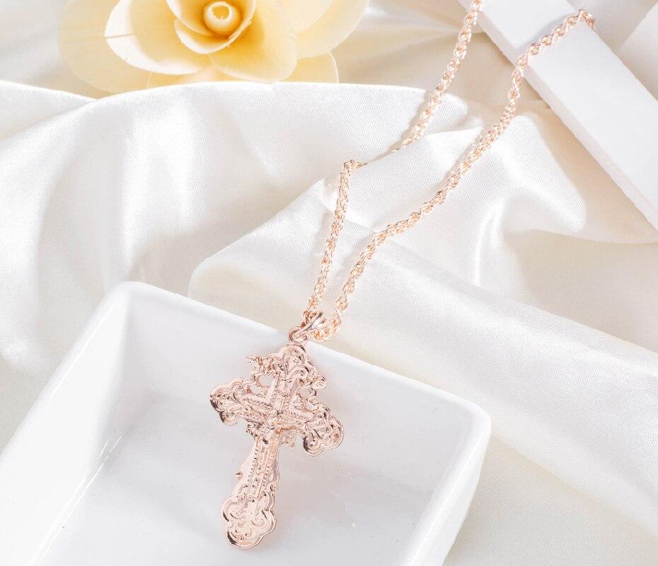 Rose Gold Ortodox Crucifix Pendant and Chain Necklace-Necklaces-Innovato Design-Innovato Design