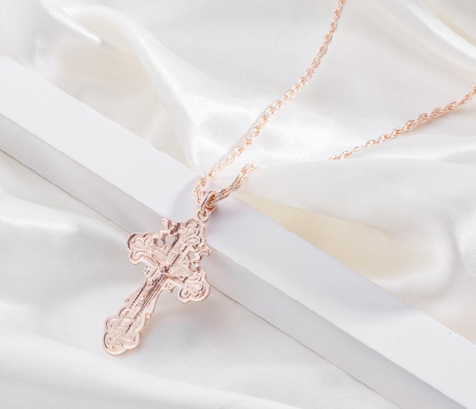 Rose Gold Ortodox Crucifix Pendant and Chain Necklace-Necklaces-Innovato Design-Innovato Design